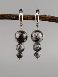 Серьги "Капель" обсидиан нс-7968