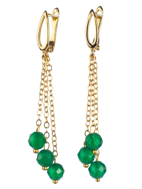 Серьги из им. хризопраза "Каскад" 03-1355