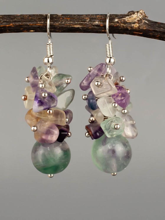 Серьги из флюорита "Созвучие" 03-1561
