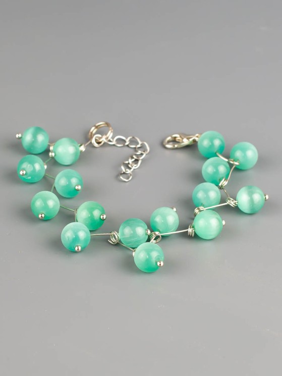 Браслет из кошачьего глаза "Ёлочка" 02-1129