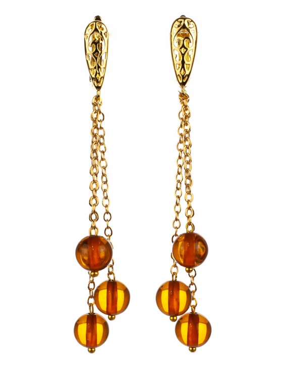 Серьги из янтаря "Каскад" 03-1228