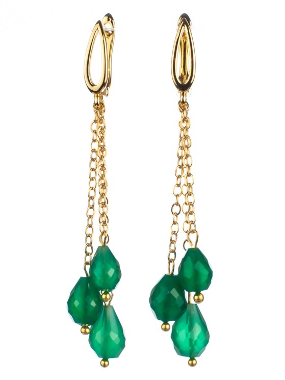Серьги из им. хризопраза "Каскад" 03-1356