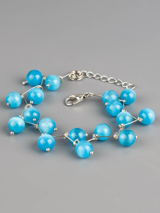 Браслет из кошачьего глаза "Ёлочка" 02-1130