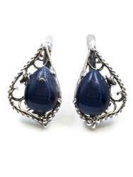 Серьги из кошачьего глаза "Тамара" сг-129-КГС