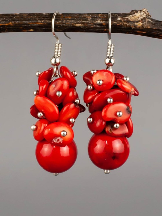 Серьги из им. коралла "Созвучие" 03-1563