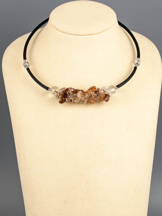 Колье из кварца волосатика "Мелодия" 01-1232