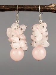 Серьги из розового кварца "Созвучие" 03-1564
