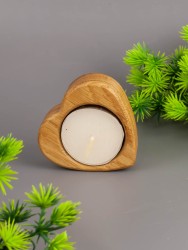 Подсвечник из дерева дуб 6х6 см "Сердечко" ТВ-2031