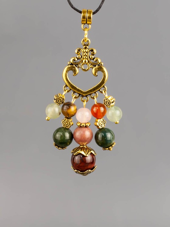 Кулон-оберег со шнурком  "7 Камней - на Удачу" пд-1103