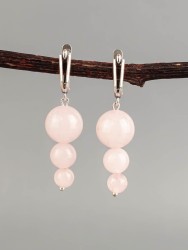 Серьги "Капель" розовый кварц нс-7966