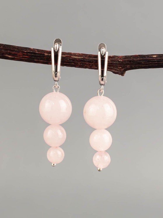 Серьги "Капель" розовый кварц нс-7966