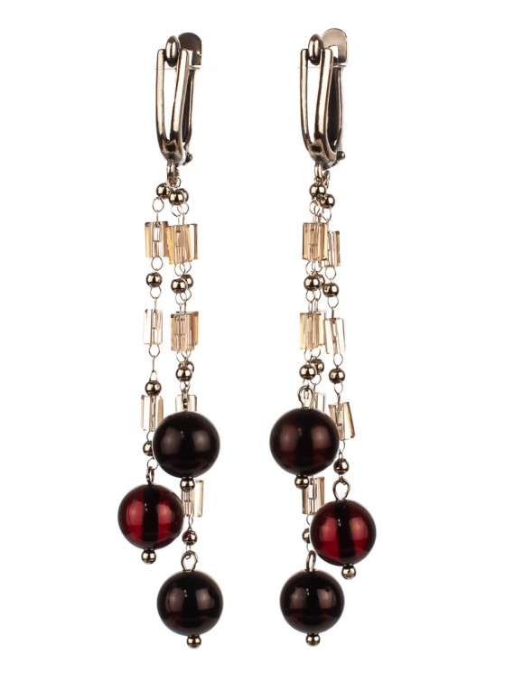 Серьги из янтаря "Каскад" 03-1231