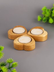 Подсвечник из дерева дуб 6х6 см "Сердечко" 3 шт. ТВ-2032