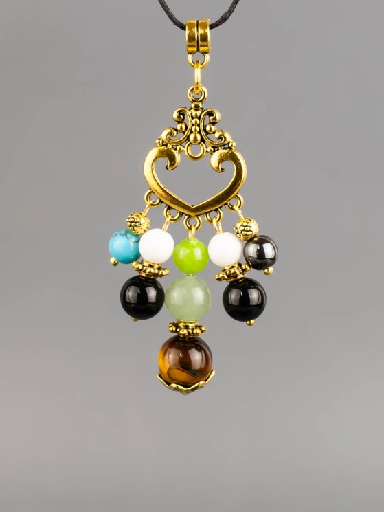 Кулон-оберег со шнурком  "7 Камней - на Здоровье" пд-1104