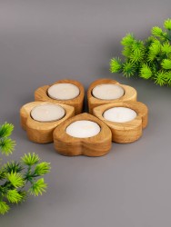 Подсвечник из дерева дуб 6х6 см "Сердечко" 5 шт. ТВ-2033