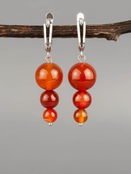 Серьги "Капель" сердолик нс-7967