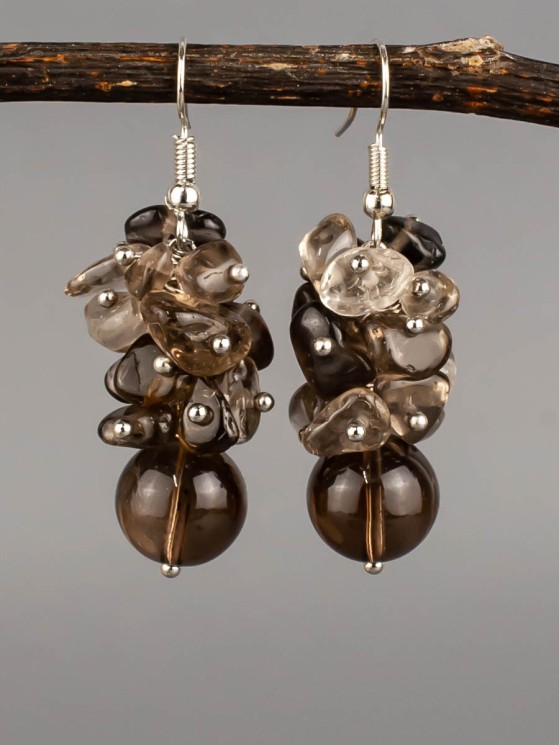 Серьги из раухтопаза "Созвучие" 03-1567