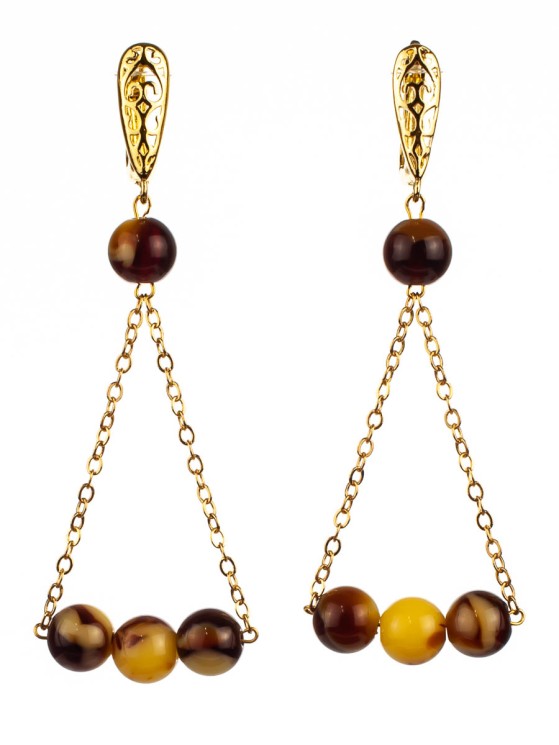 Серьги из янтаря "Артистка" 03-1235