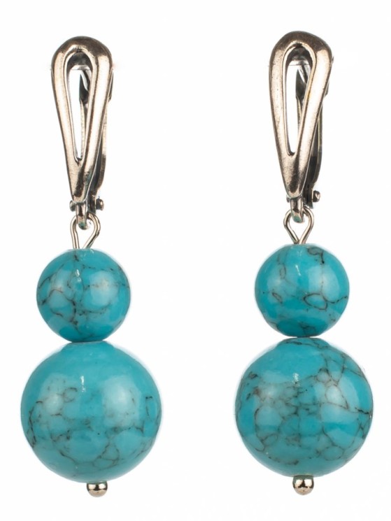 Серьги из иск. бирюзы «Дарина 2» нс-7985а