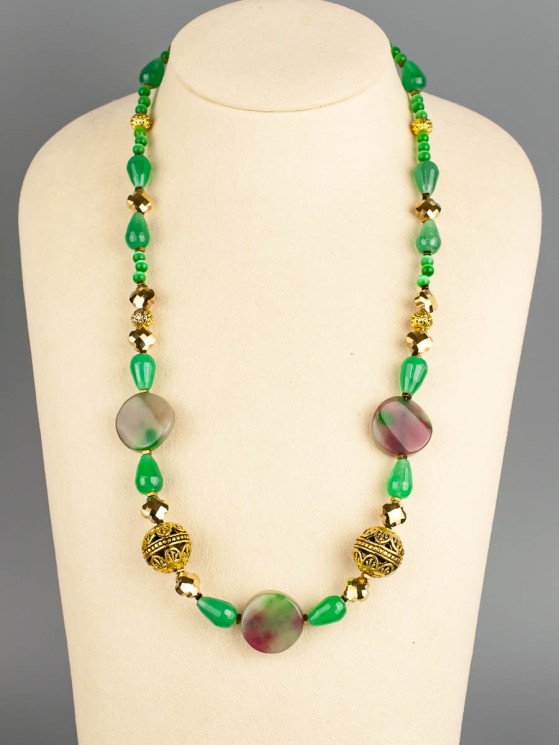 Бусы из нефрита "Сказки леса" 10-042