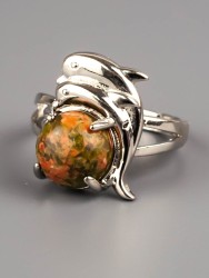 Кольцо из унакита "Радость" 04-847