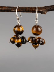 Серьги из тигрового глаза "Гармония" 03-1616