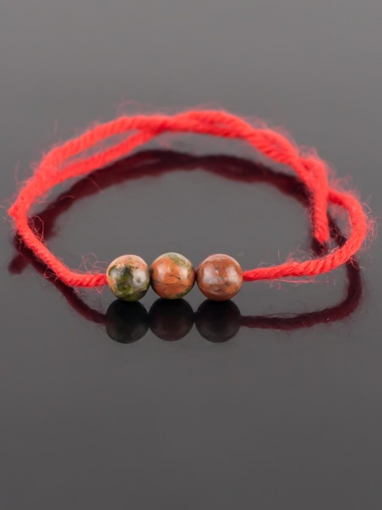 Браслет-оберег "Красная нить" унакит бп10898