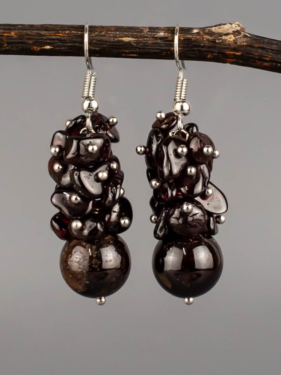 Серьги из граната "Созвучие" 03-1570