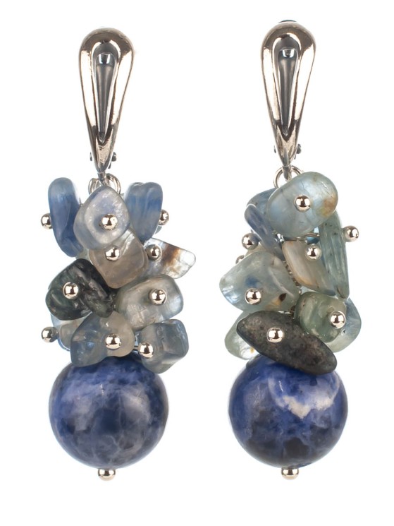 Серьги из кианита и содалита "Мелодия" 03-712