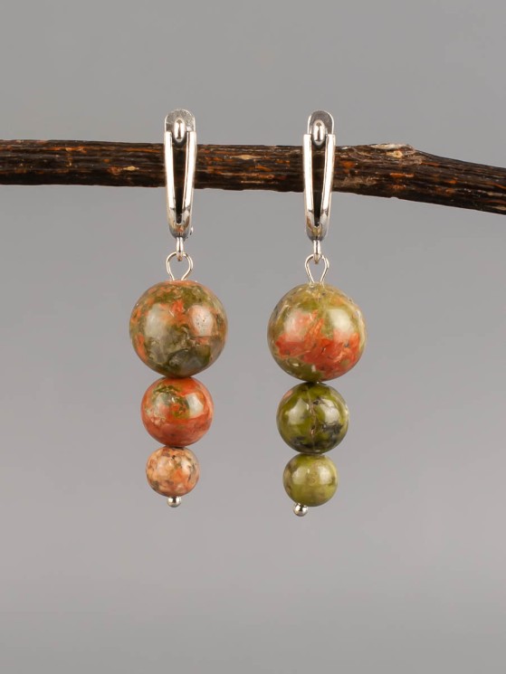 Серьги "Капель" унакит нс-7975