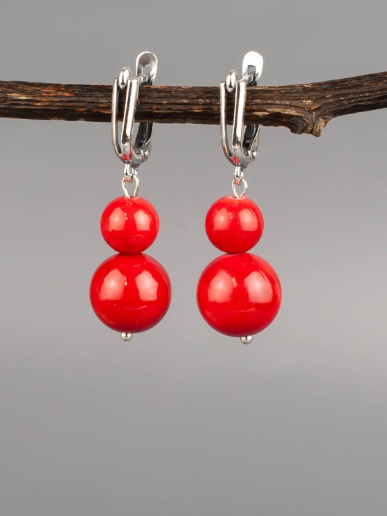 Серьги «Дарина 2» иск. коралл нс-8010а