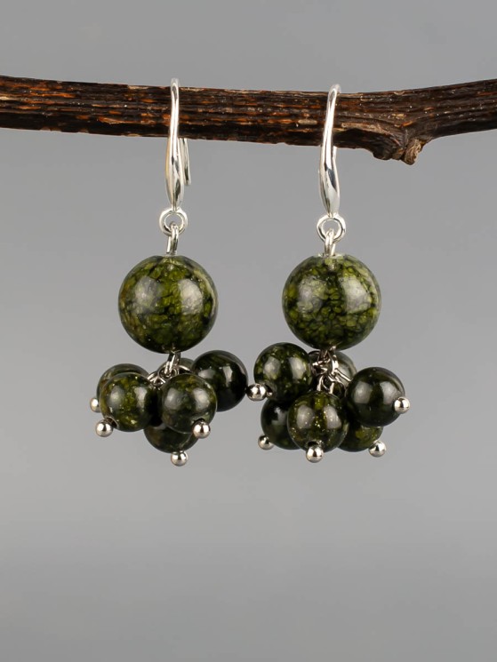 Серьги из змеевика "Гармония" 03-1618