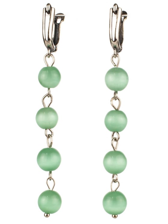 Серьги из кошачьего глаза "Ручеёк" с9351