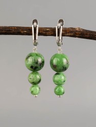 Серьги "Капель" цоизит нс-7955