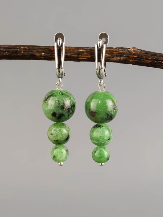 Серьги "Капель" цоизит нс-7955