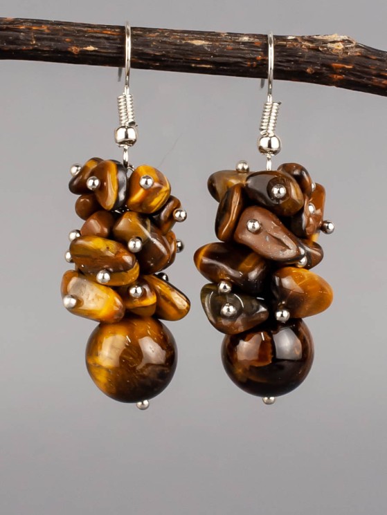 Серьги из тигрового глаза "Созвучие" 03-1572