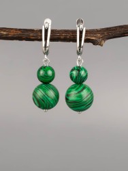 Серьги «Дарина 2» иск. малахит нс-8003а