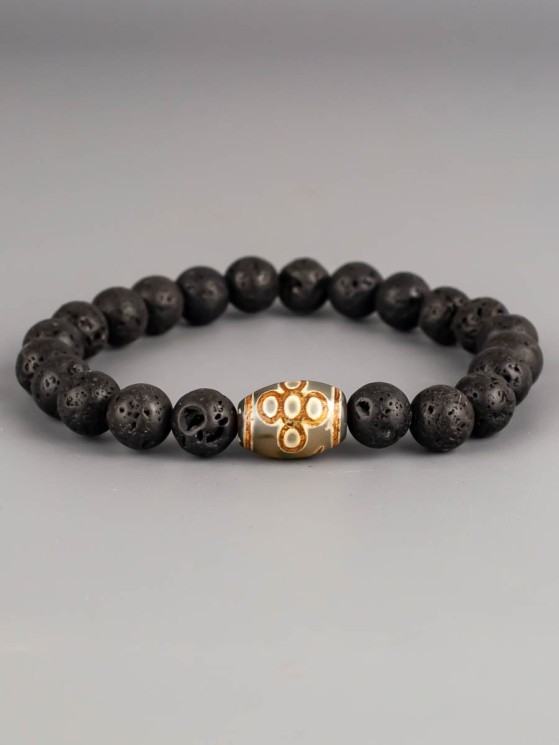 Браслет из лавы "Дзи 5 Глаз с Молнией" бп12577