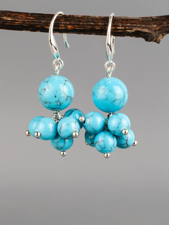 Серьги из им. бирюзы "Гармония" 03-1620