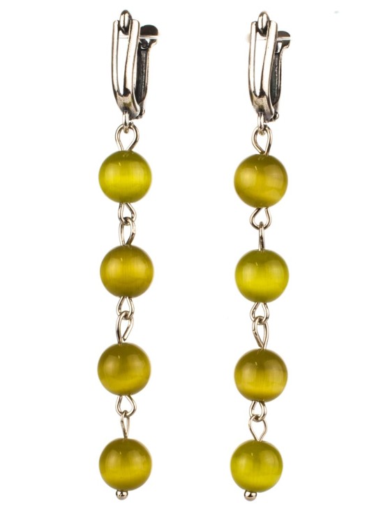 Серьги из кошачьего глаза "Ручеёк" с9350