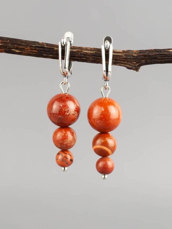 Серьги "Капель" яшма нс-7978