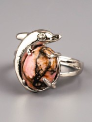 Кольцо из родонита "Радость" 04-666