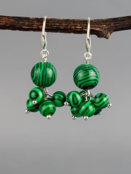 Серьги из им. малахита "Гармония" 03-1621