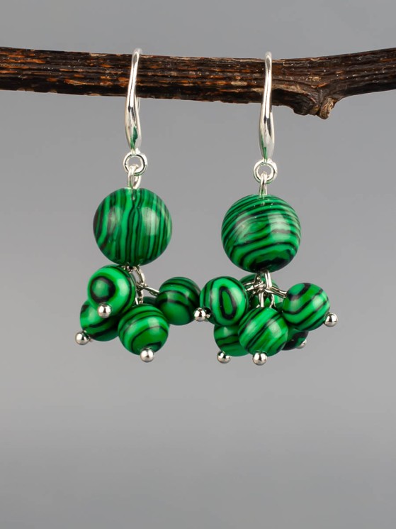 Серьги из им. малахита "Гармония" 03-1621