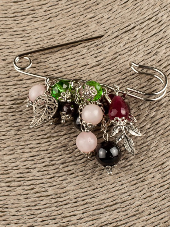 Брошь-булавка из розового кварца "Флорентина" бшс-5153