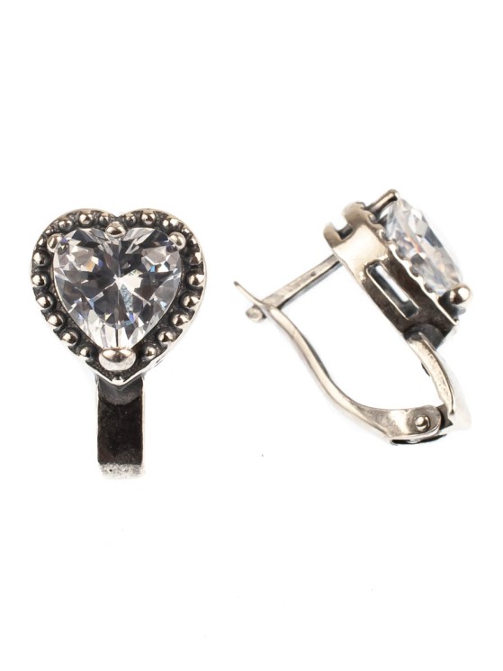 Серьги из фианита "Сердце" сг-697-ФН