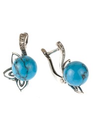Серьги из иск. бирюзы "Клементина" сг-989-БРГ