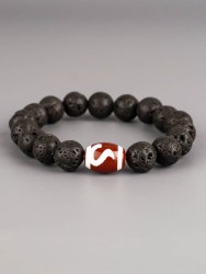 Браслет из лавы "Дзи Золотой Ключ" бп12578